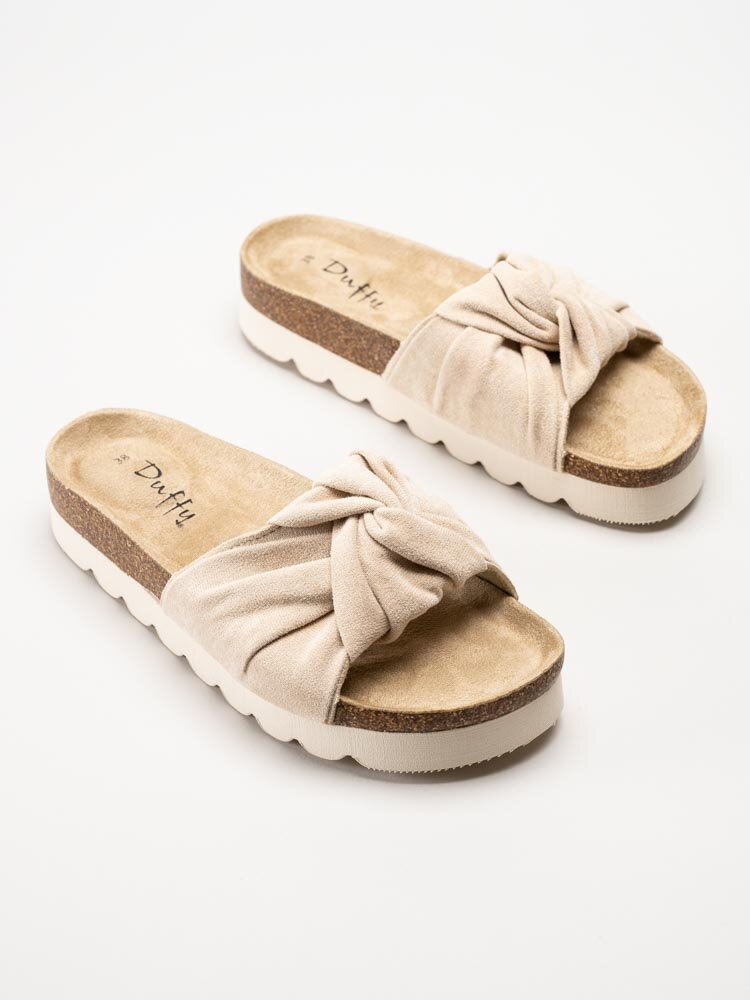 Duffy - Beige slip in sandal med mjuk knut
