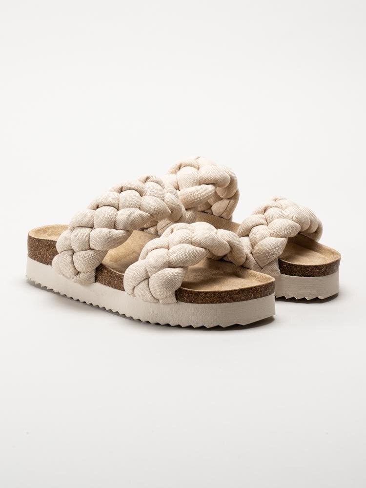 Duffy - Beige slip in sandaler med flätade remmar