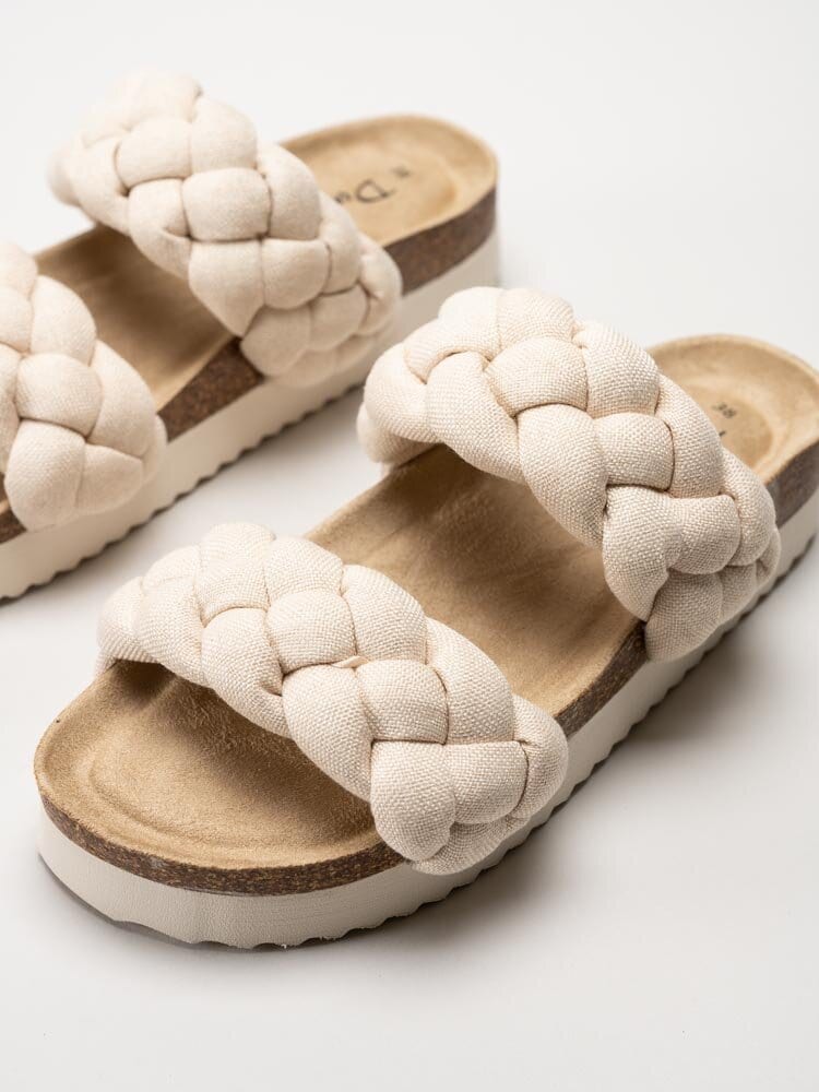 Duffy - Beige slip in sandaler med flätade remmar