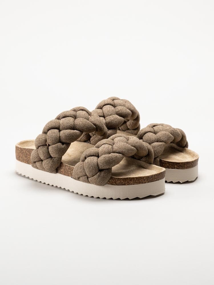 Duffy - Bruna slip in sandaler med flätade remmar