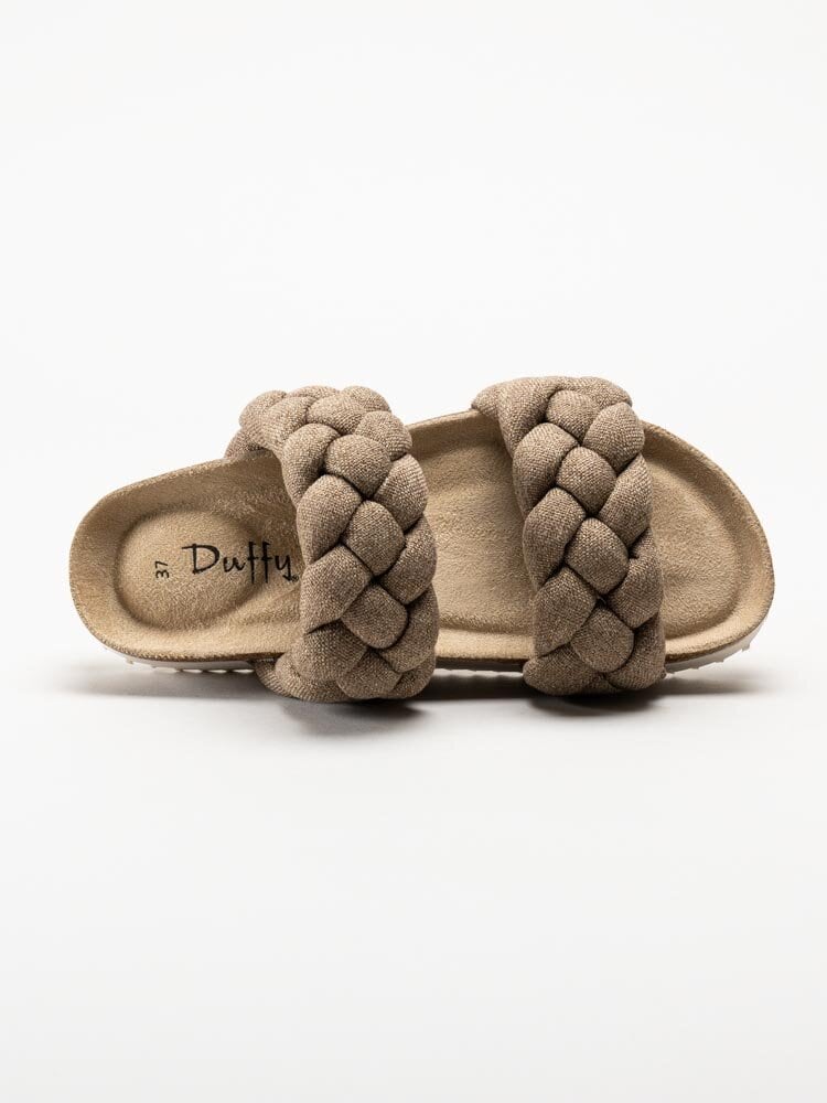 Duffy - Bruna slip in sandaler med flätade remmar