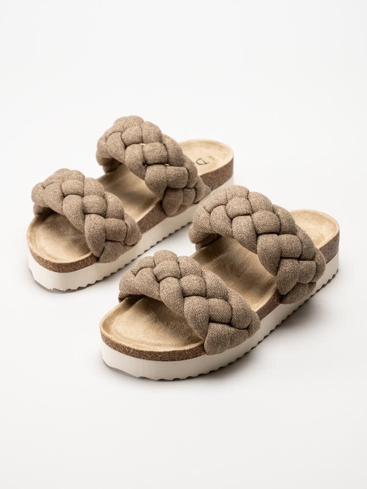 Duffy - Bruna slip in sandaler med flätade remmar