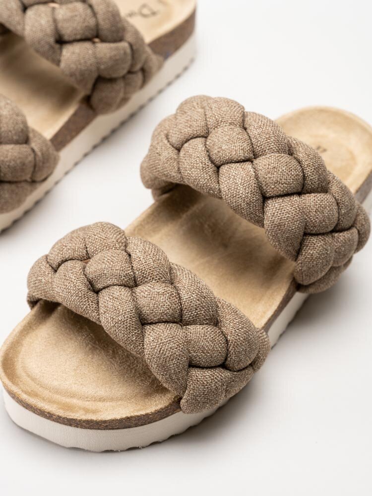 Duffy - Bruna slip in sandaler med flätade remmar