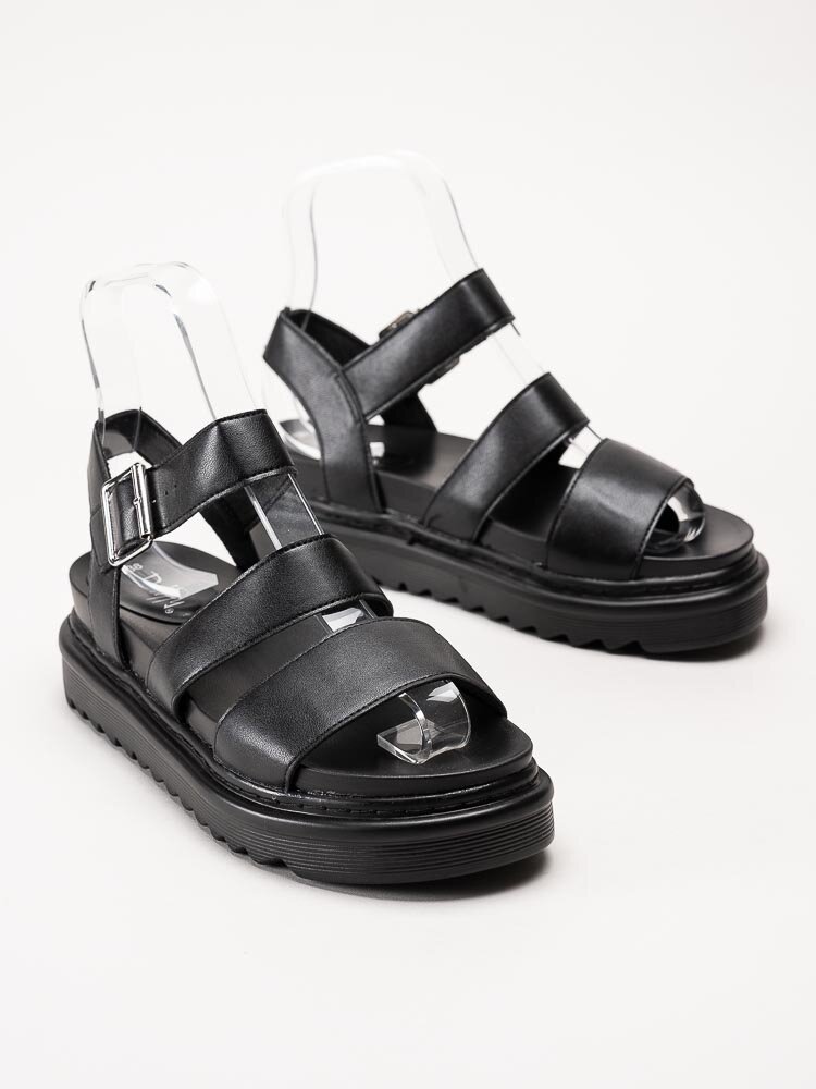 Duffy - Svarta platåsandaler med remmar