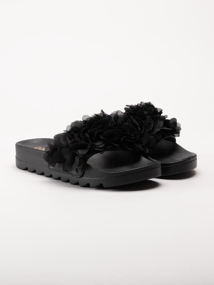 Colors of California - Svarta slip in sandaler med blommotiv