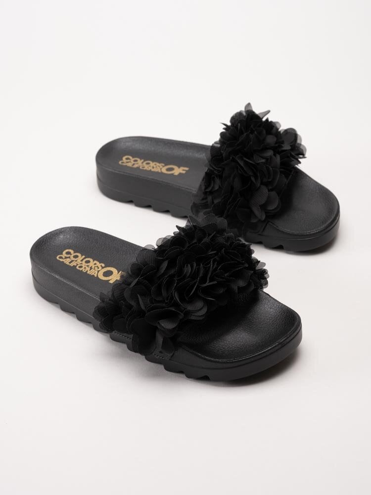 Colors of California - Svarta slip in sandaler med blommotiv