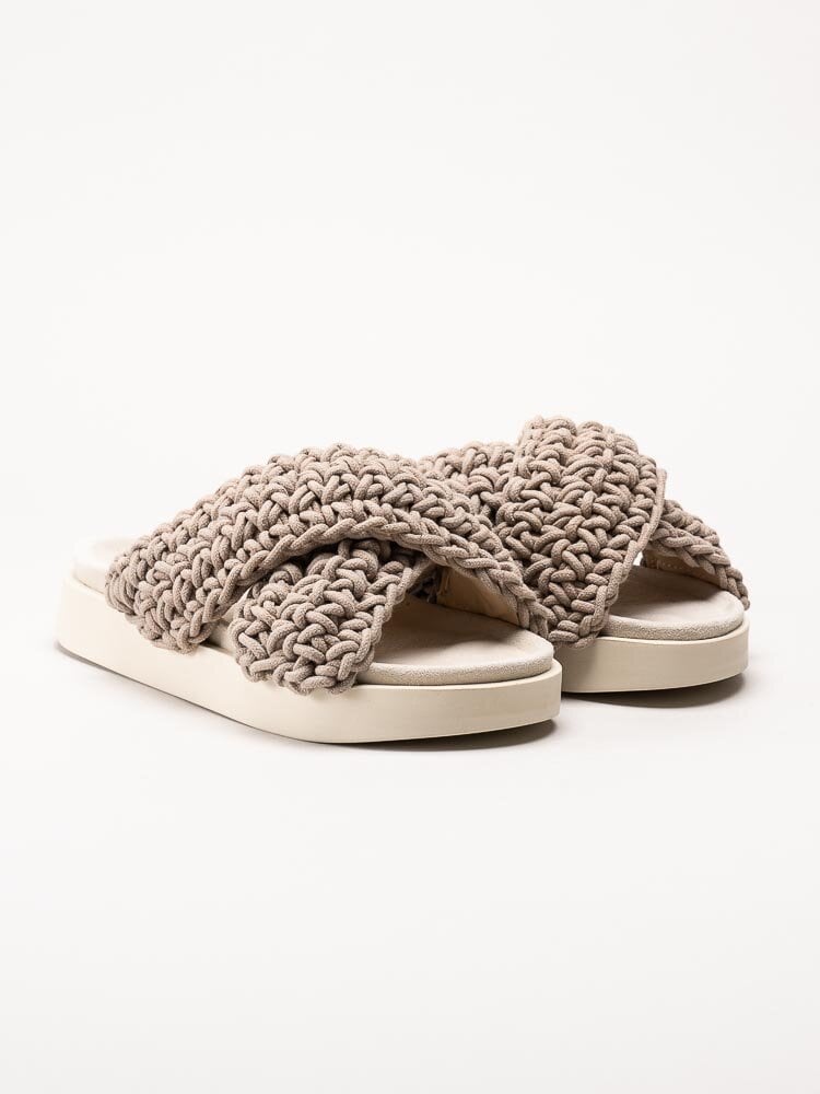 Inuikii - Woven - Beige slip in sandaler i grovt virkad textil