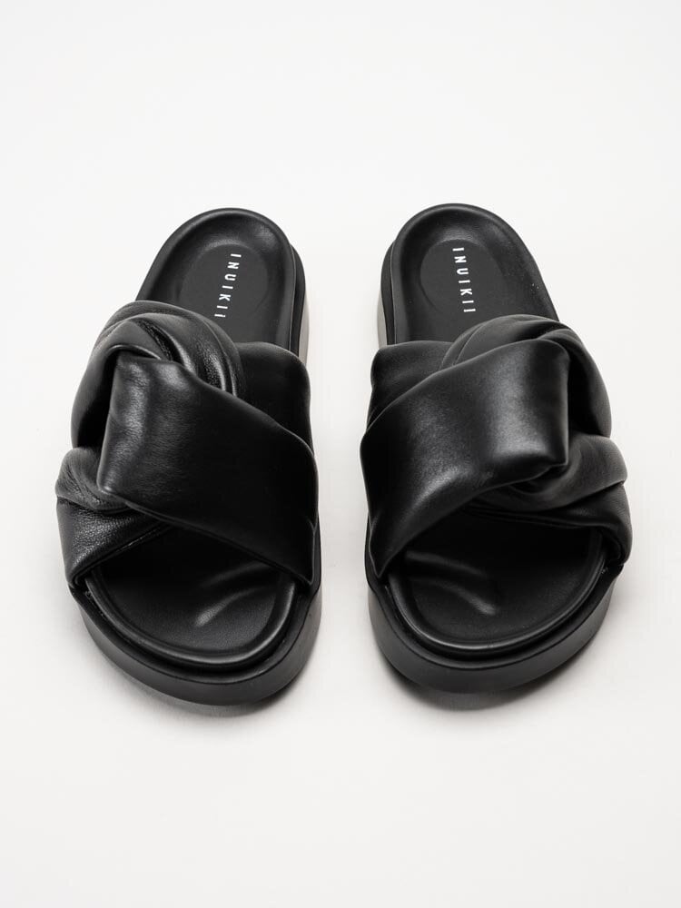 Inuikii - Soft Crossed - Svarta slip in sandaler i skinn