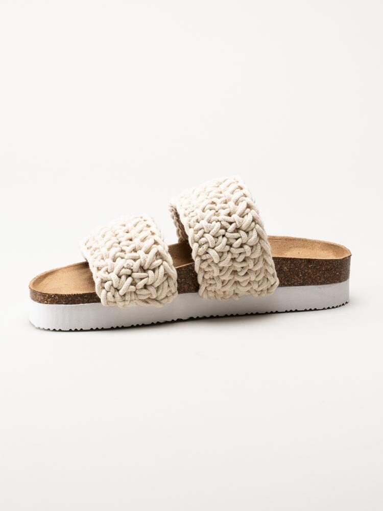 Exani - Leia W - Off white slip in sandaler i virkad textil