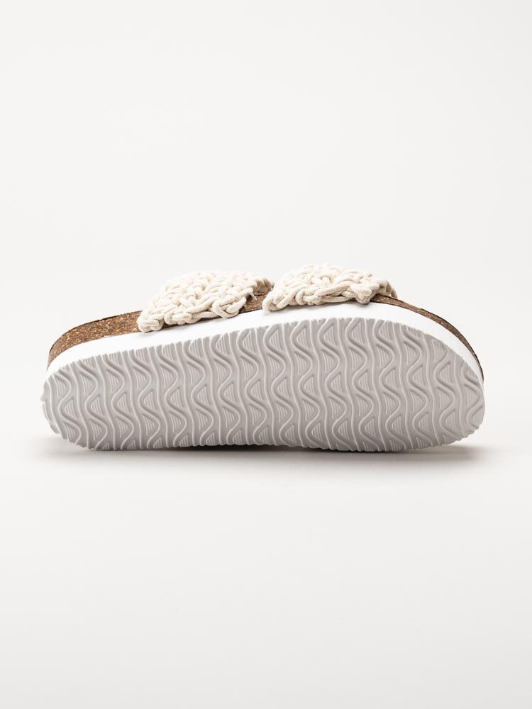 Exani - Leia W - Off white slip in sandaler i virkad textil