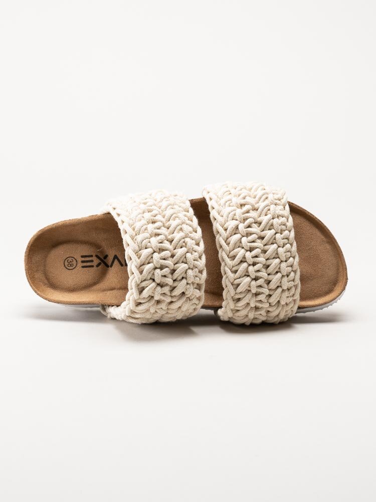 Exani - Leia W - Off white slip in sandaler i virkad textil