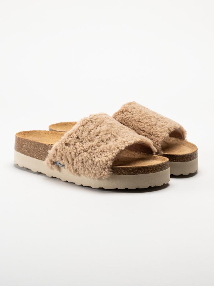 Shepherd - Sigrid - Beige slip in tofflor i fårskinn