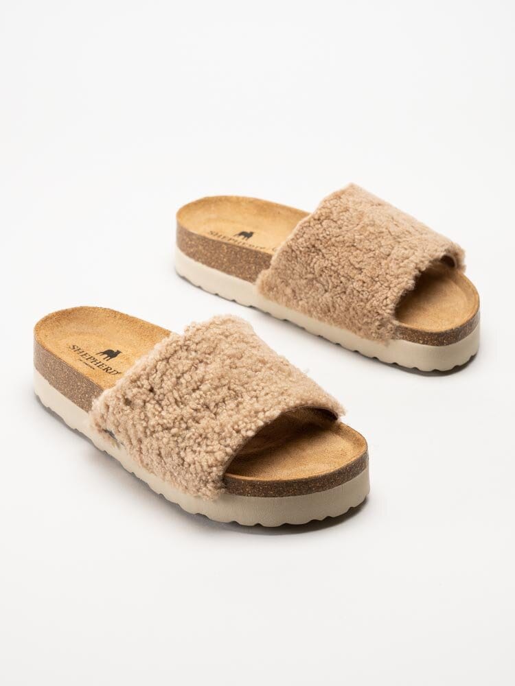 Shepherd - Sigrid - Beige slip in tofflor i fårskinn