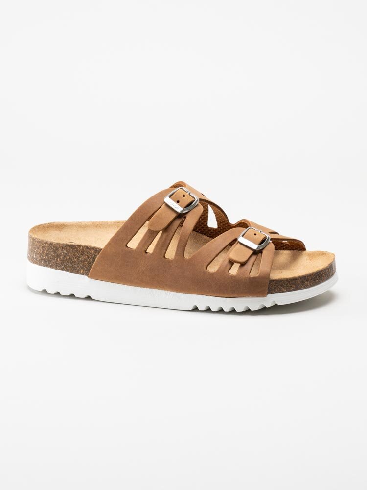 Scholl - Ystad - Ljusbruna slip in sandaler i nubuck