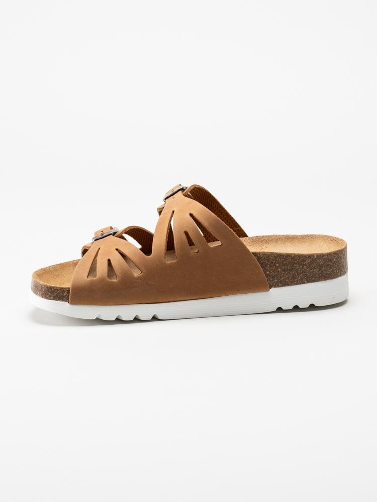 Scholl - Ystad - Ljusbruna slip in sandaler i nubuck