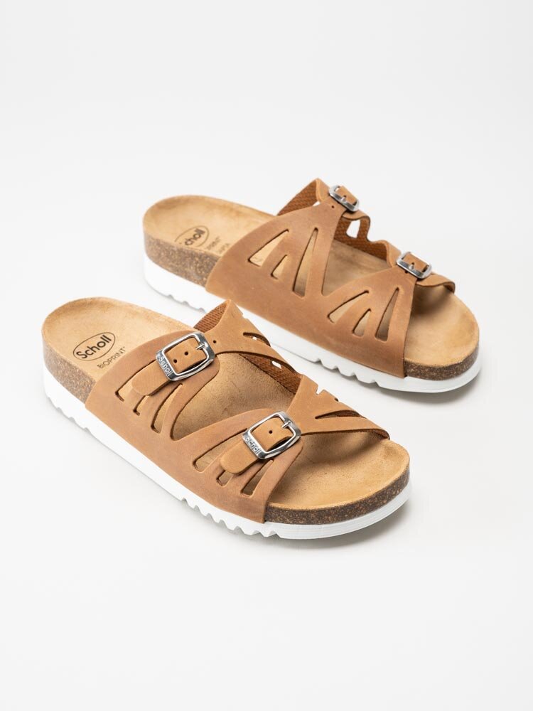 Scholl - Ystad - Ljusbruna slip in sandaler i nubuck