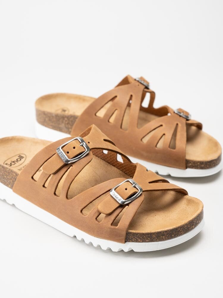 Scholl - Ystad - Ljusbruna slip in sandaler i nubuck