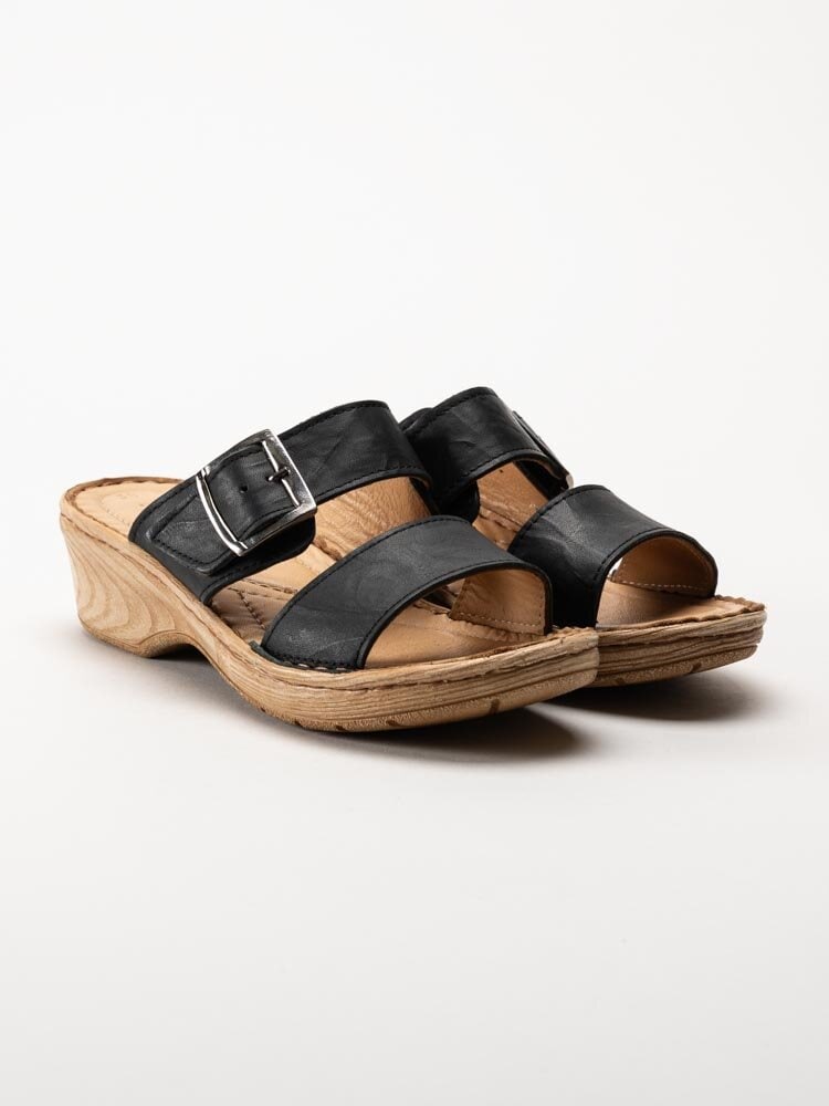 Andrea Conti - Svarta sandaletter i skinn