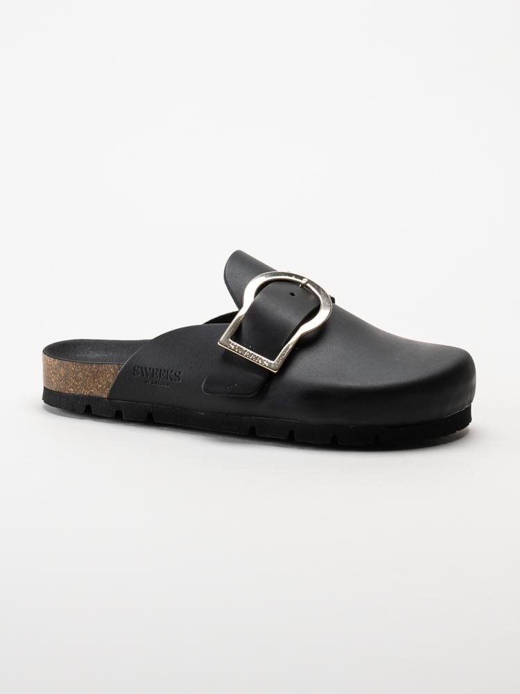 Sweeks - Edit - Svarta slip in sandaler i skinn