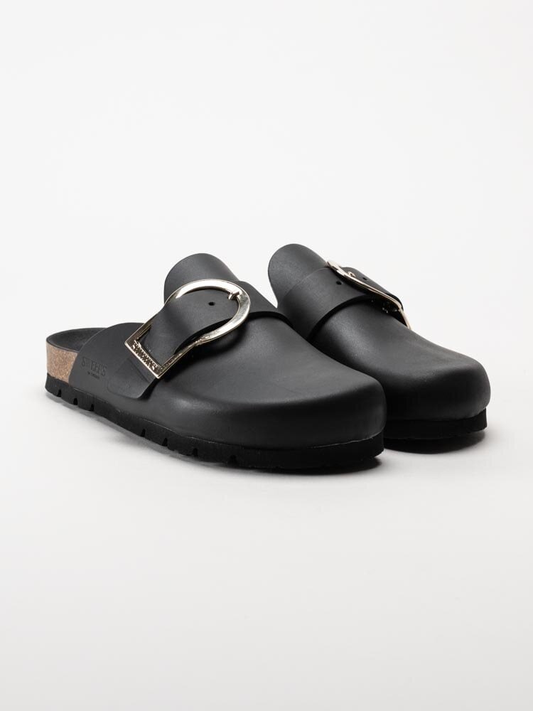 Sweeks - Edit - Svarta slip in sandaler i skinn