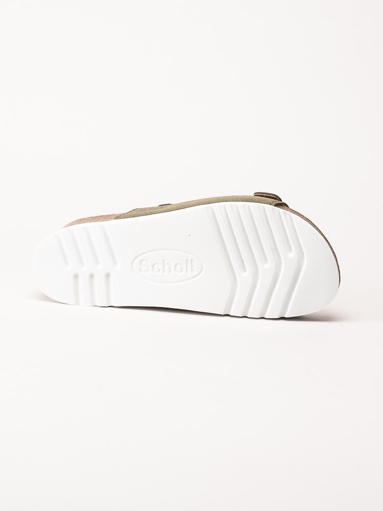 Scholl - Rio Summer Special - Olivgröna slip in sandaler i mocka