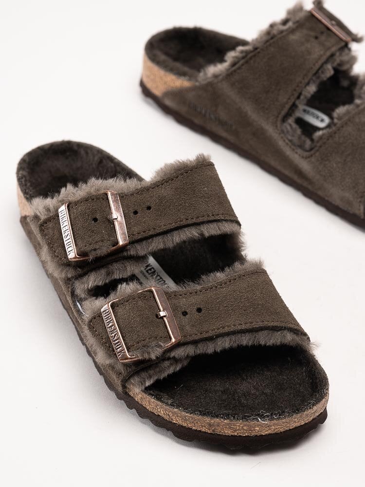 Birkenstock - Arizona Shearling suede - Fårskinnsfodrade slip in sandaler narrow fit