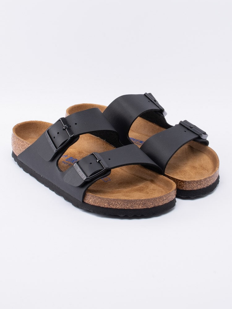 Birkenstock - Arizona Regular SFB - Svarta slip in sandaler med normal läst