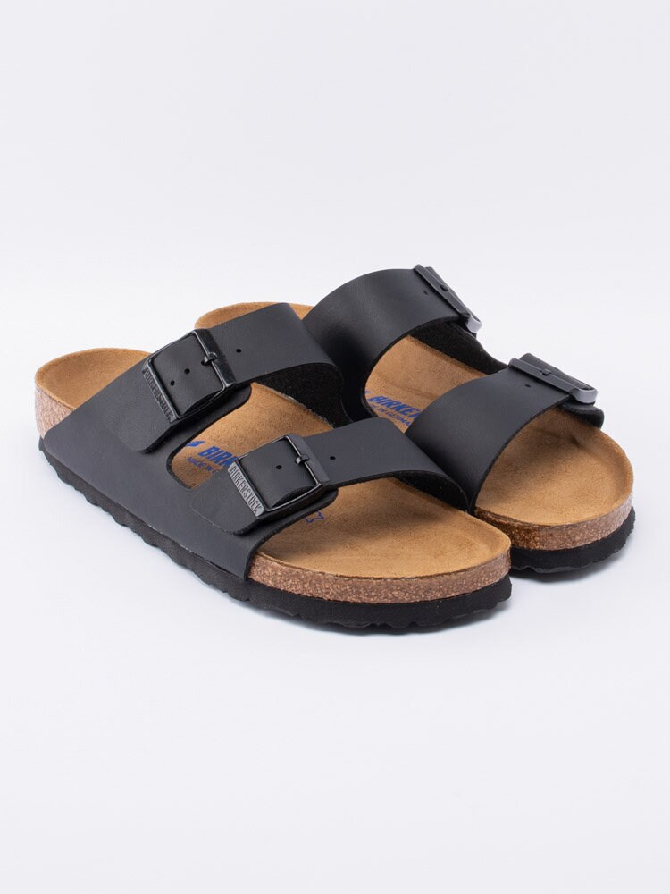 Birkenstock - Arizona Narrow SFB - Svarta slip in sandaler med smal läst