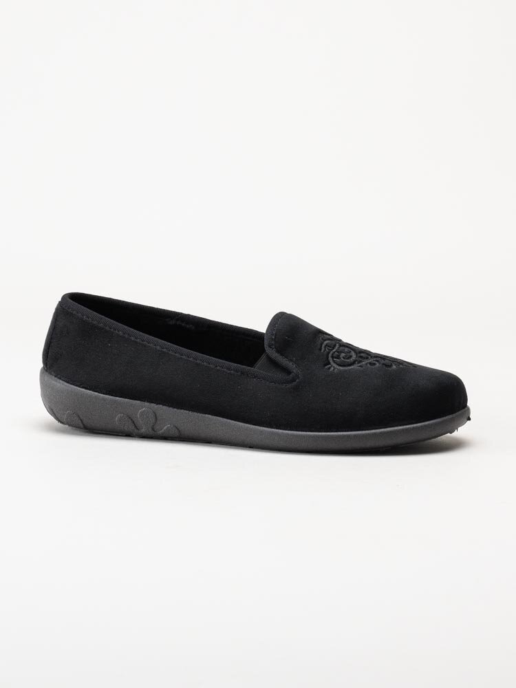 Rohde - Ballerup - Svarta slip on tofflor i textil