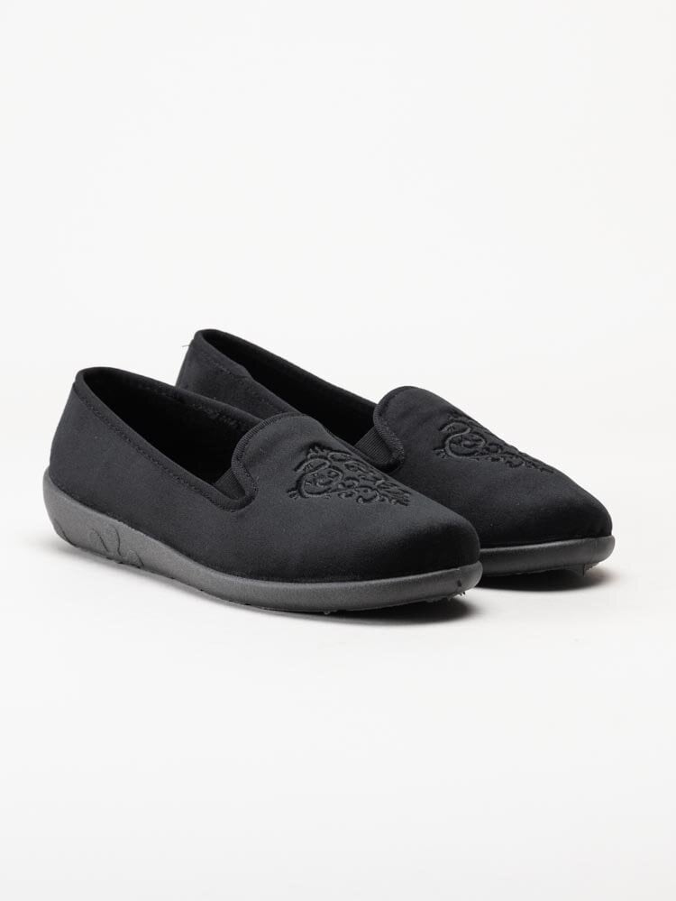 Rohde - Ballerup - Svarta slip on tofflor i textil