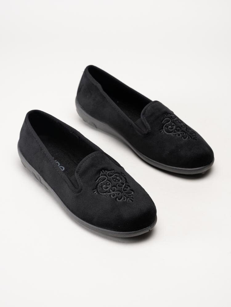 Rohde - Ballerup - Svarta slip on tofflor i textil