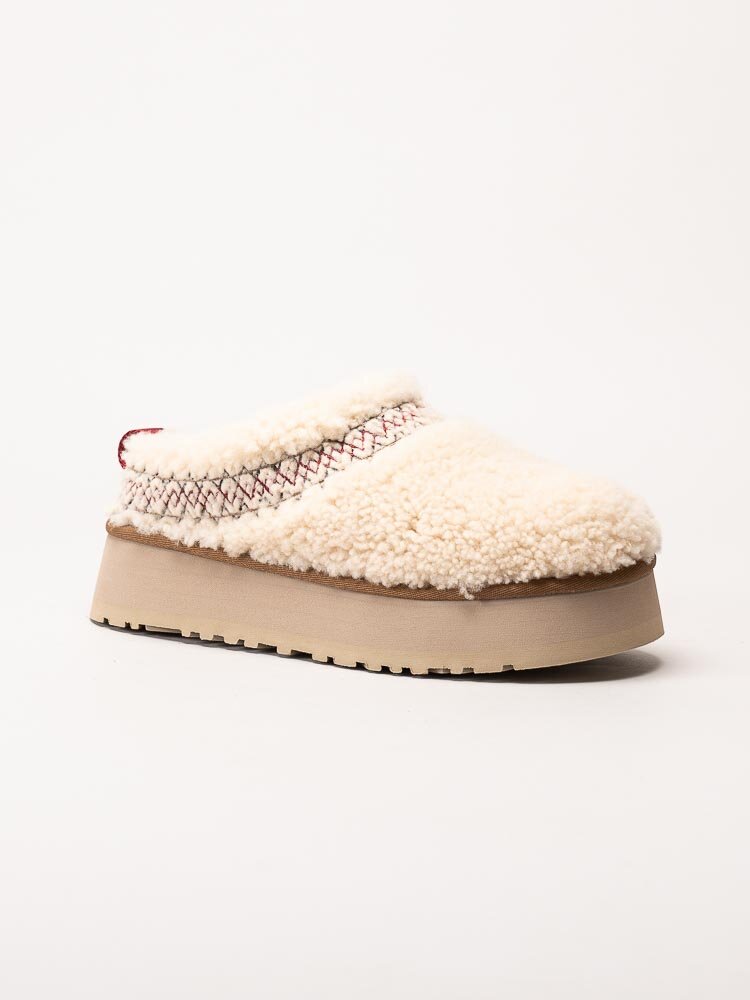 UGG - W Tazz UGG Braid - Off white fluffiga tofflor i ull