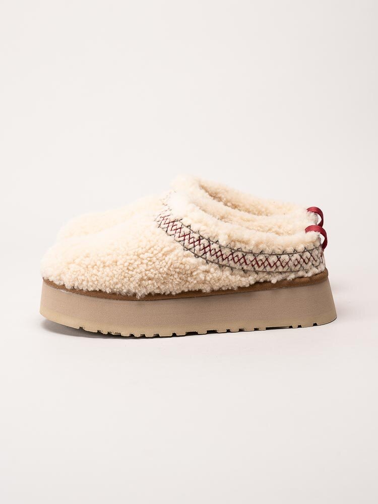 UGG - W Tazz UGG Braid - Off white fluffiga tofflor i ull