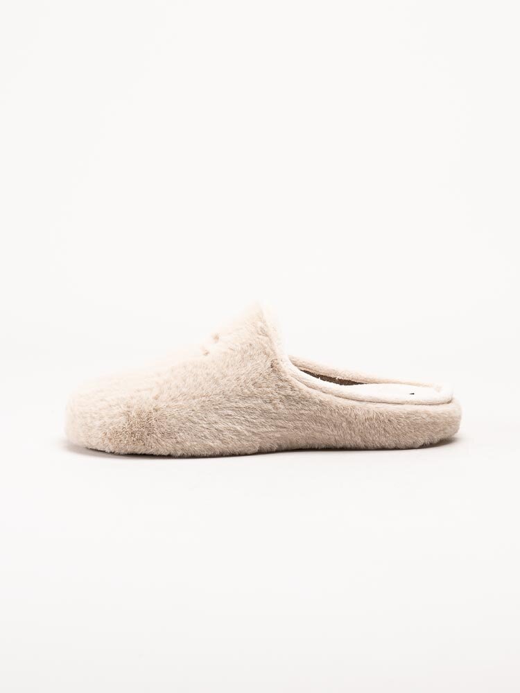 Hush Puppies - Beige fluffiga slip in tofflor