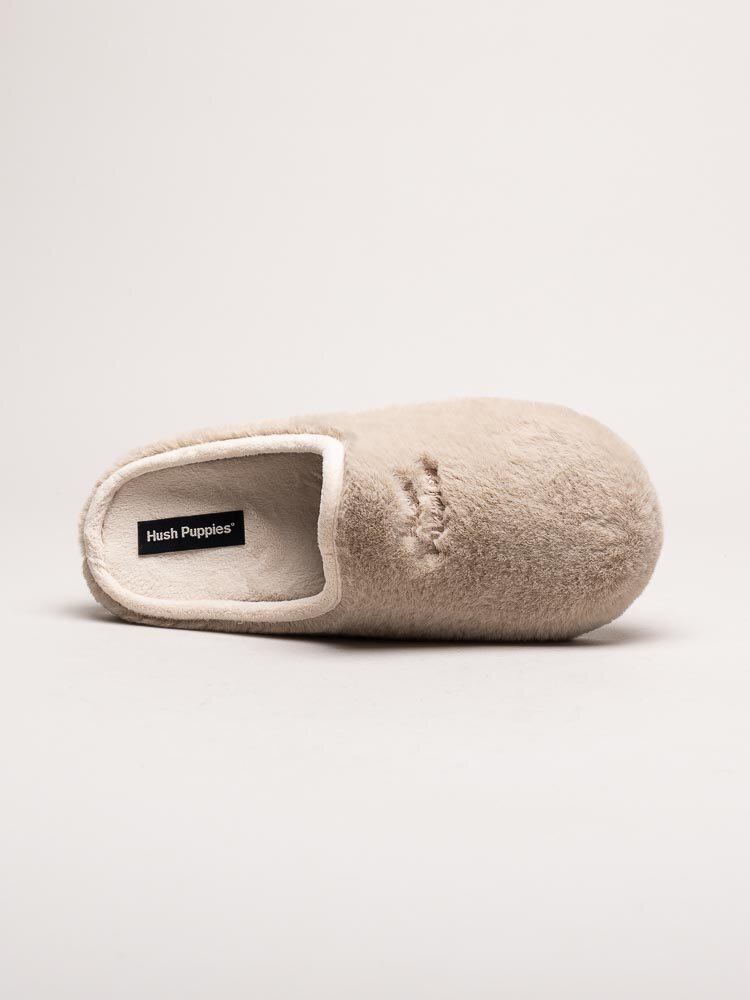 Hush Puppies - Beige fluffiga slip in tofflor