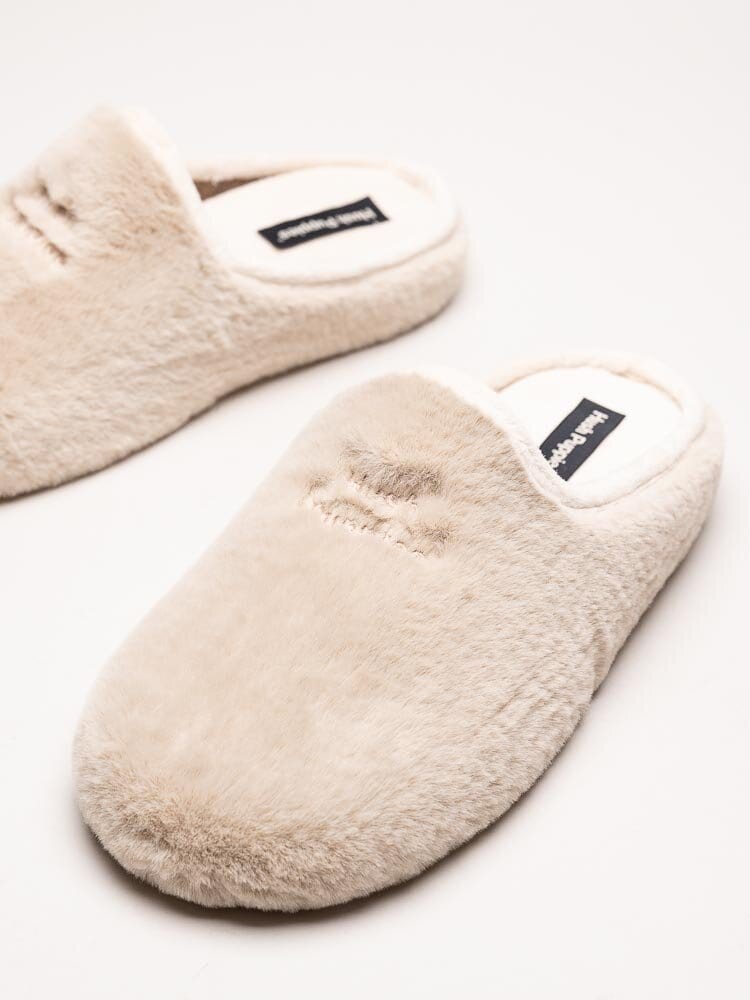 Hush Puppies - Beige fluffiga slip in tofflor