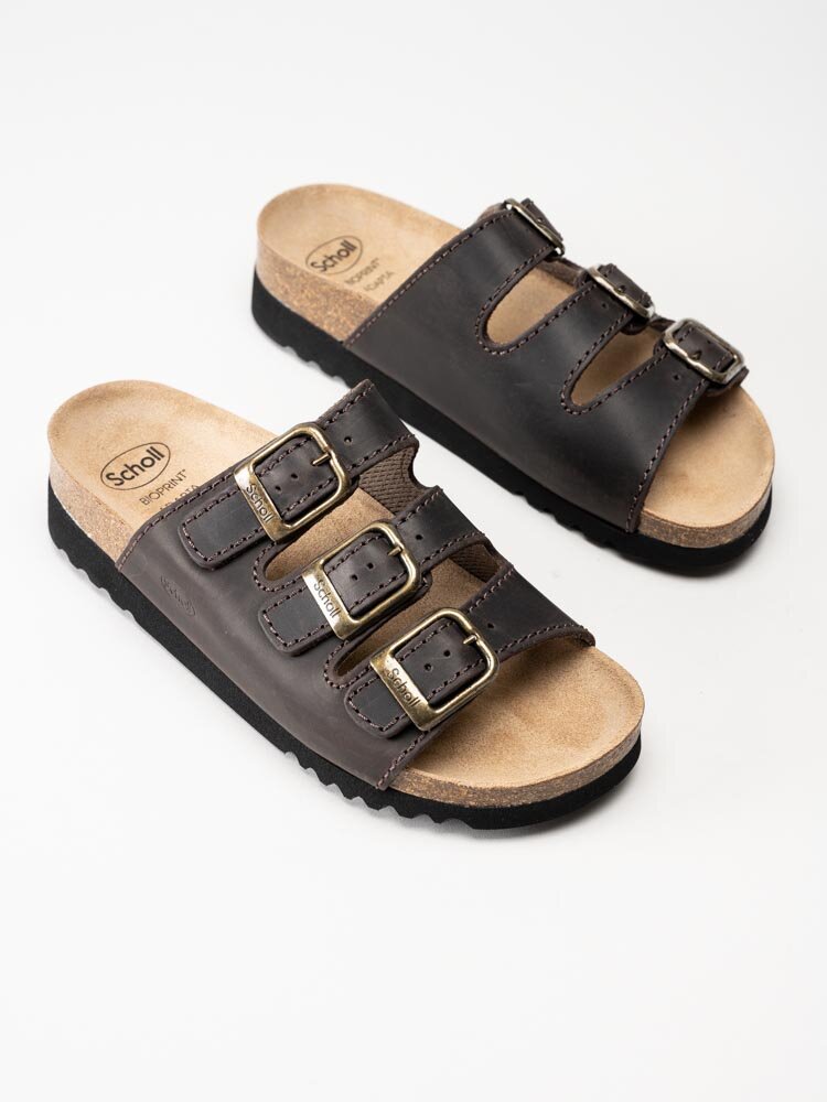 Scholl - Rio Wedge AD - Mörkbruna slip in sandaler