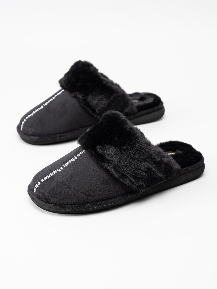 Hush Puppies - Slipper logo - Svarta slip in tofflor