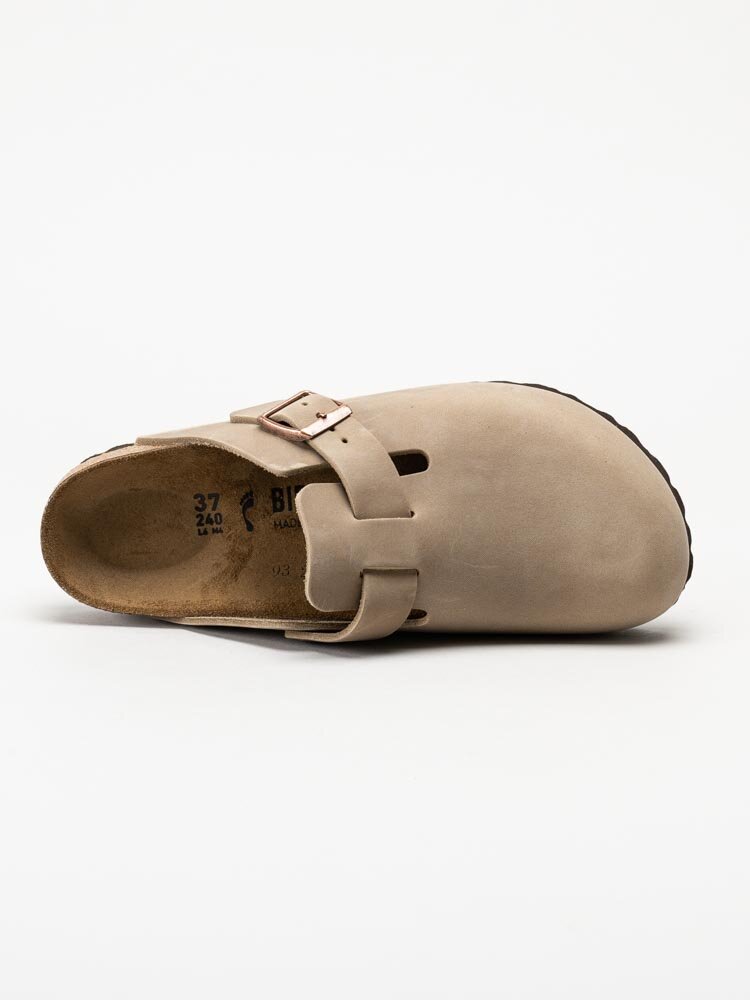 Birkenstock - Boston Narrow - Beige slip-in sandaler i oljat skinn
