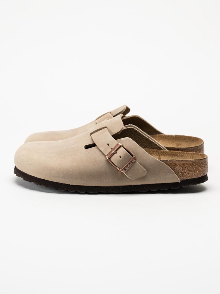 Birkenstock - Boston Narrow - Beige slip-in sandaler i oljat skinn