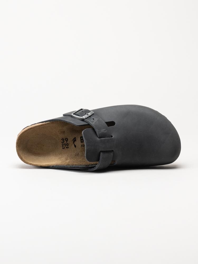 Birkenstock - Boston Narrow - Svarta slip-in sandaler i oljat skinn