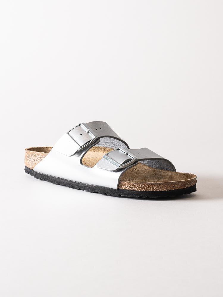 Birkenstock - Arizona - Silvermetallic slip in sandaler med smal läst