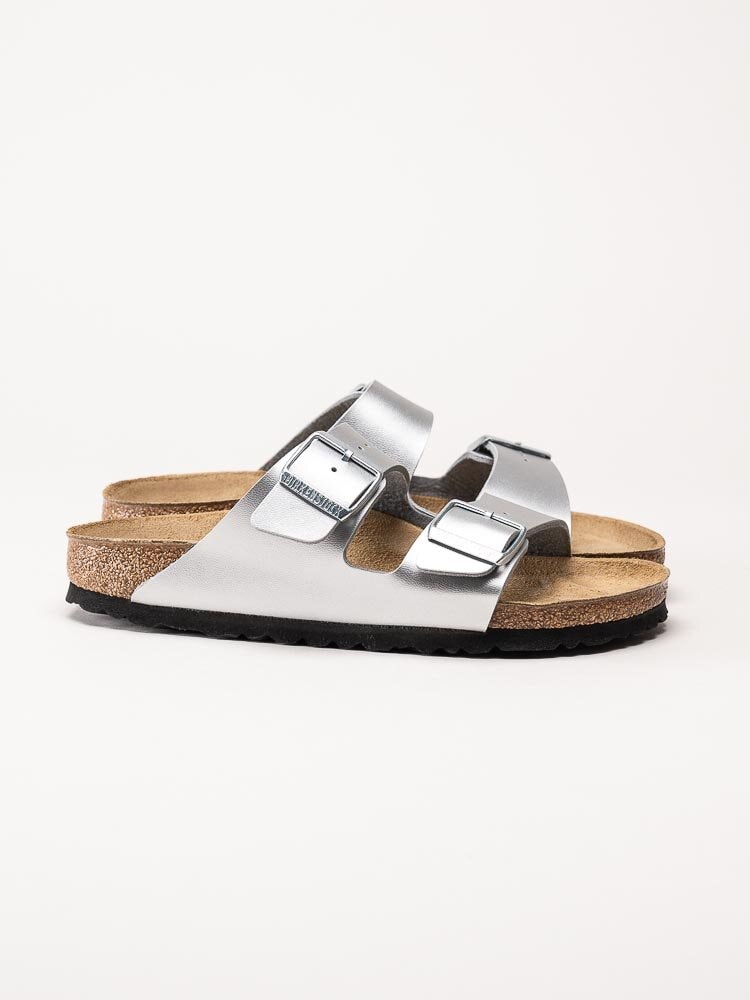 Birkenstock - Arizona - Silvermetallic slip in sandaler med smal läst
