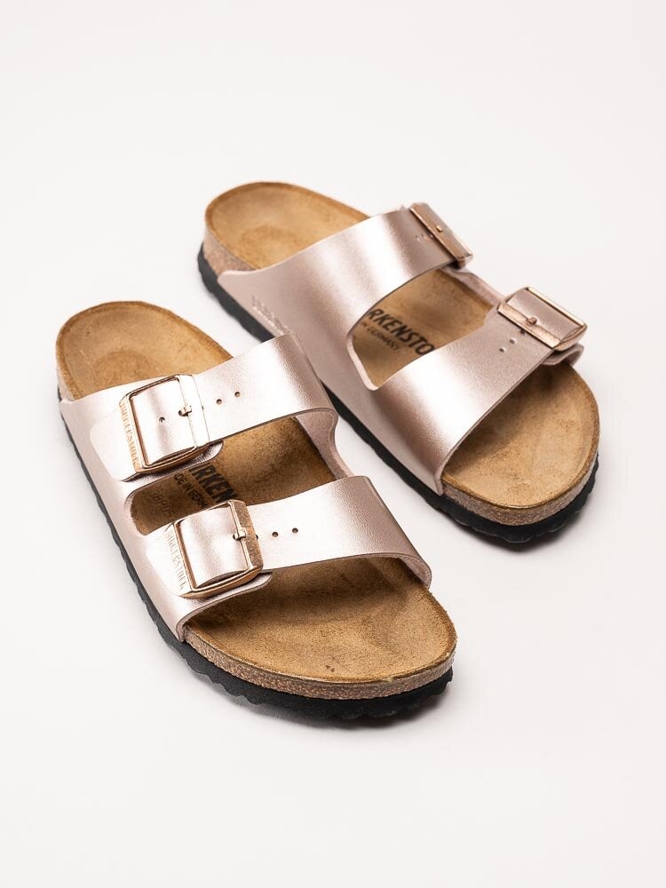 Birkenstock - Arizona - Kopparmetallic slip in sandaler med smal läst