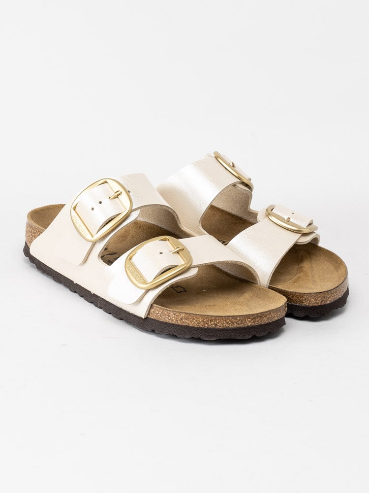 Birkenstock - Arizona Big Buckle - Beige skimrande slip in sandaler med stora spännen