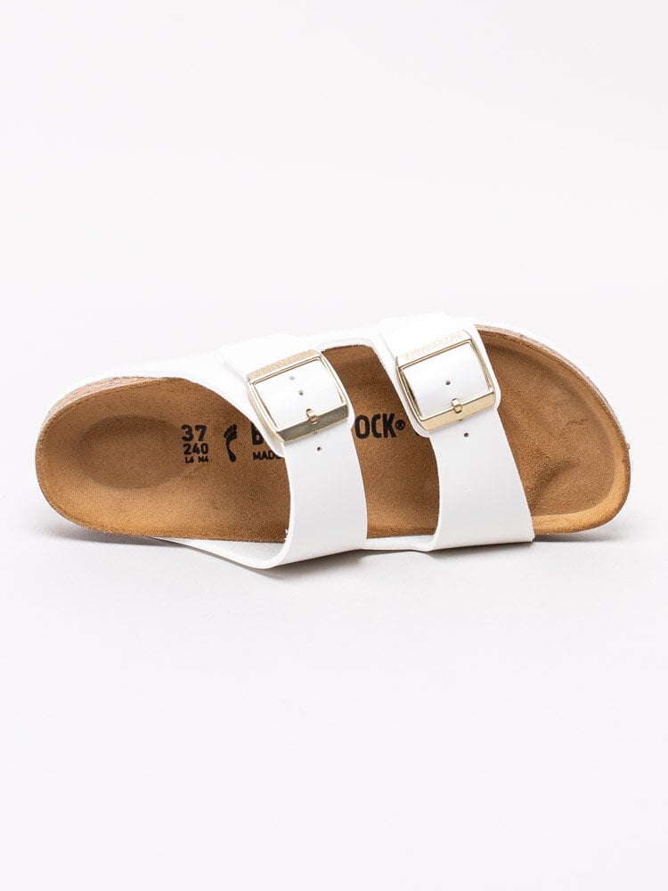 Birkenstock - Arizona - Vita slip in sandaler i lack med smal läst