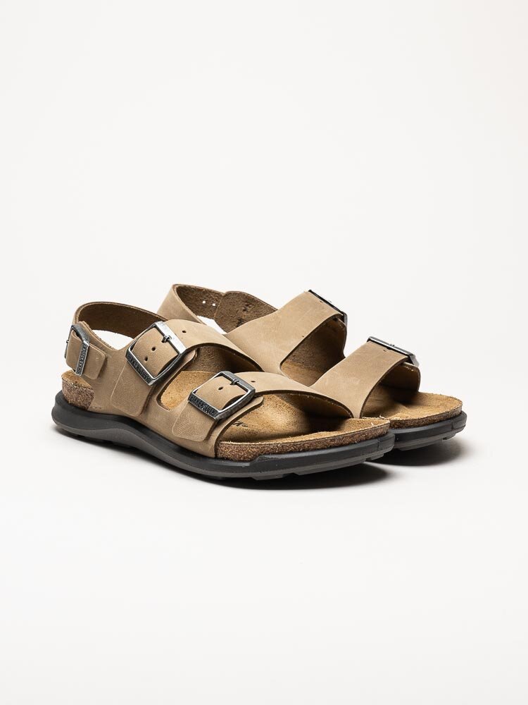 Birkenstock - Milano crosstown - Beige sportiga sandaler i oljad nubuck