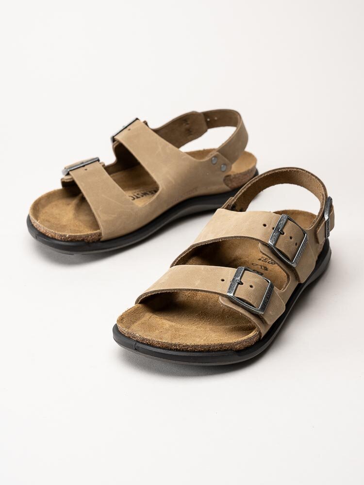 Birkenstock - Milano crosstown - Beige sportiga sandaler i oljad nubuck