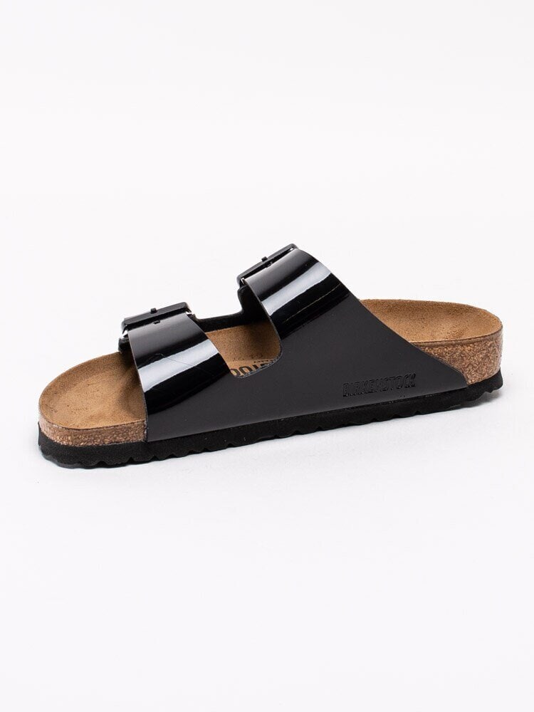 Birkenstock - Arizona Patent - Svarta slip in sandaler i lack med klassisk sula