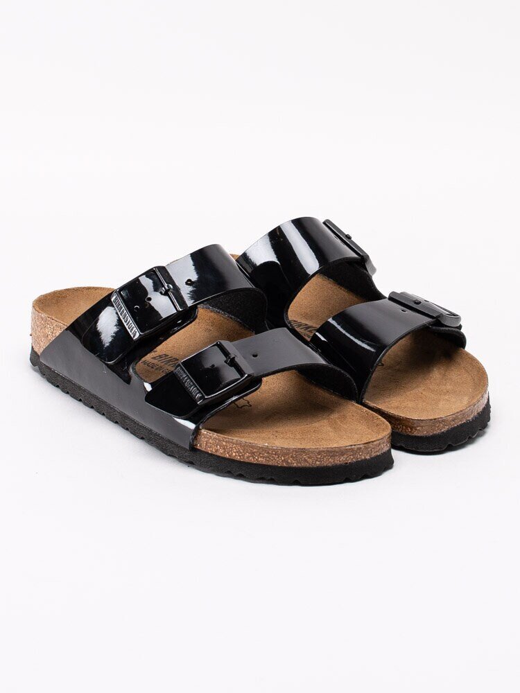 Birkenstock - Arizona Patent - Svarta slip in sandaler i lack med klassisk sula